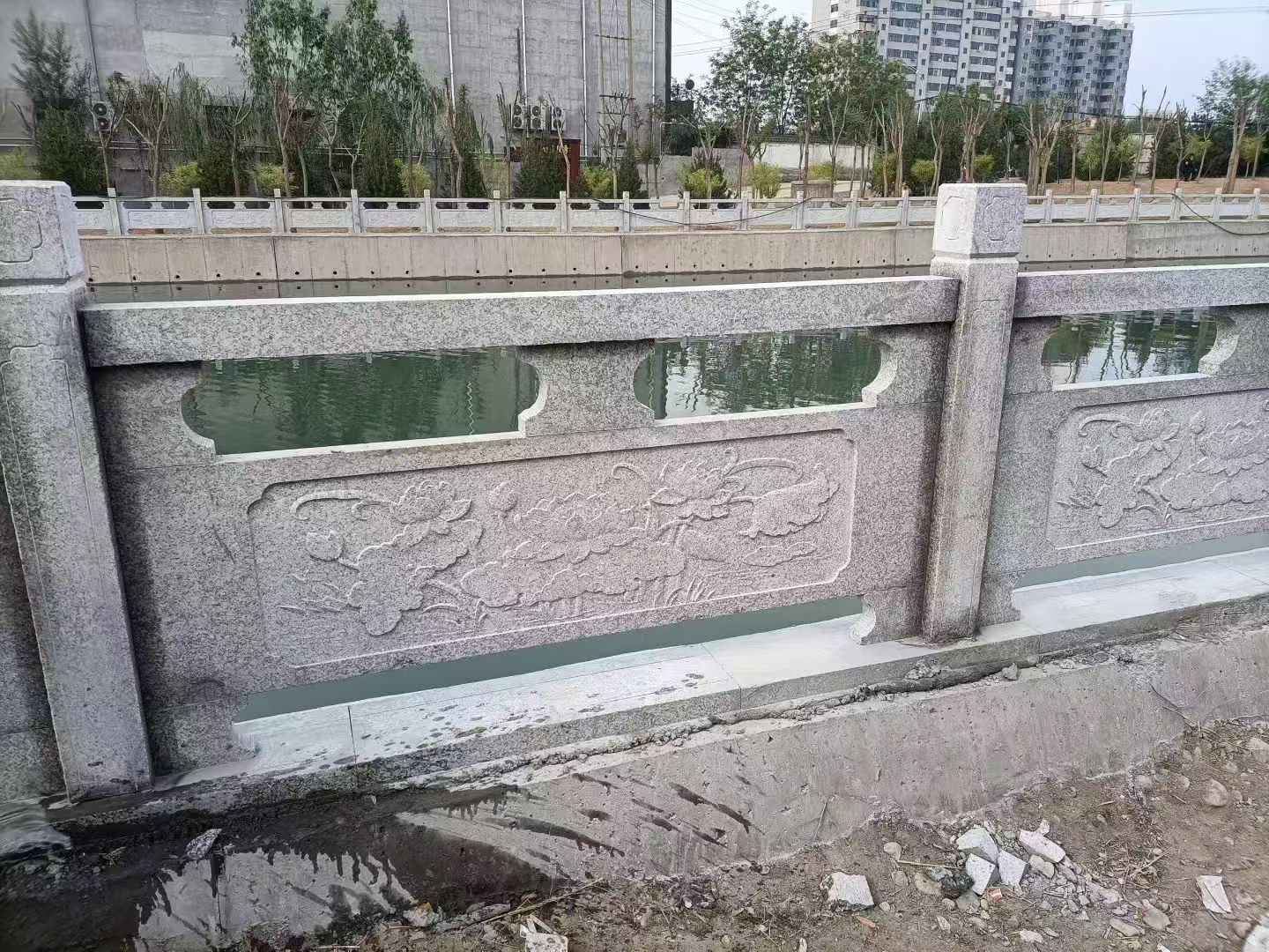 聊城 芙蓉白大花桥梁、河道，石材栏杆、围栏、护栏